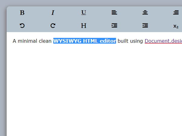 Editor web WYSIWYG mínimo con Document. designMode