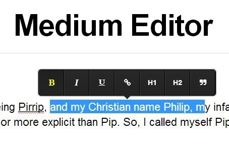 Editor de texto enriquecido en línea de estilo mediano-editor medio